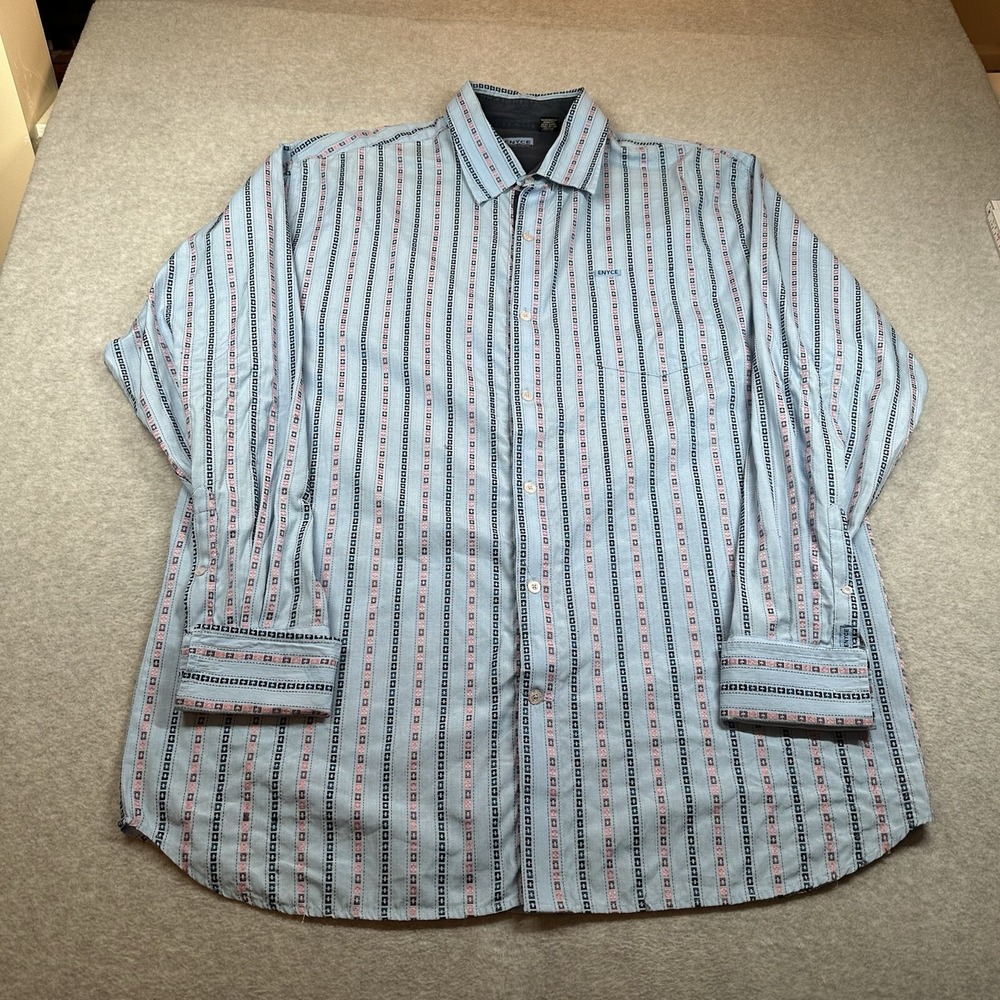 Vintage‎ ENYCE Striped Button Up Dress Shirt Y2K Hip Hop Streetwear French Cuffs